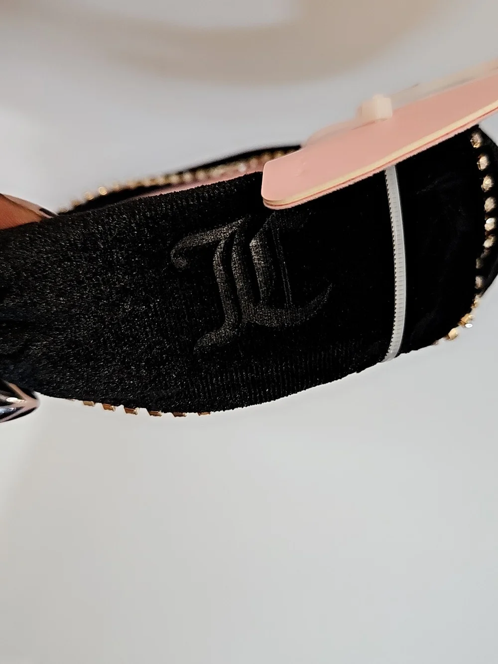 Juicy Couture Black Knotted Headband with Gold Rhinestone‎ Trim